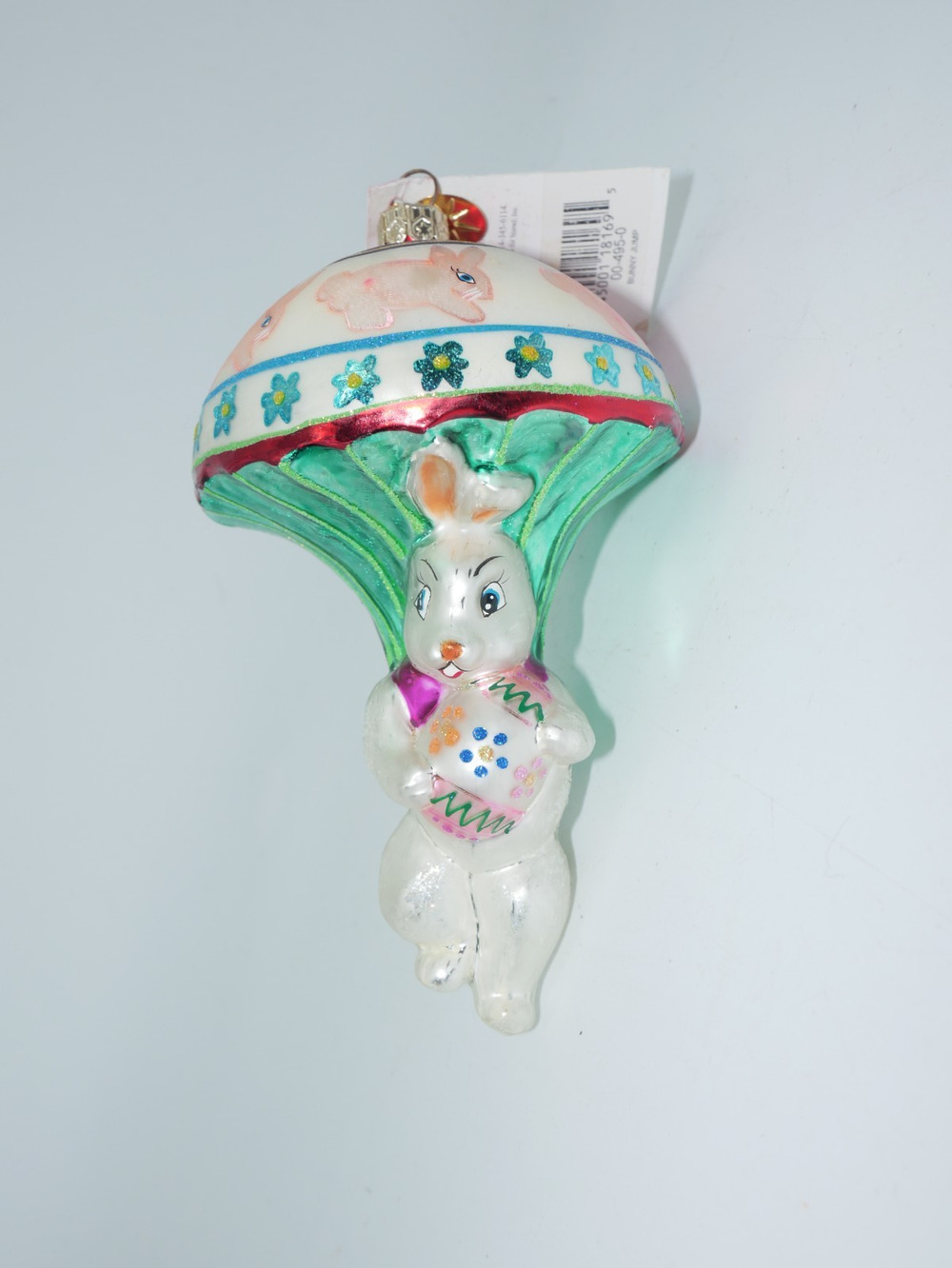 Christopher Radko Glass Bunny Jump Parachute Ornament With Tags